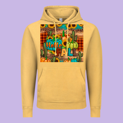 Hello Fall Pumpkin Vintage Hoodie Designed By Jahusdesignshop