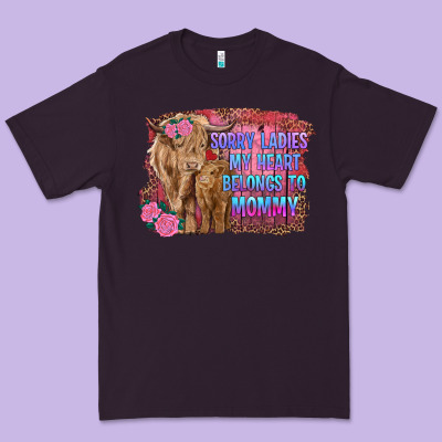 Sorry Ladies My Heart Belongs To Mommy Highland Cow And Calf Premium Tee Designed By Ranaportraitstore