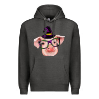 Charcoal Heather pig with halloween Premium Hoodie - RanaPortraitStore