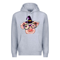 Heather Grey pig with halloween Premium Hoodie - RanaPortraitStore