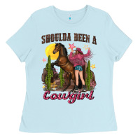 Shoulda Been A Cowgirl Bucking Horse Ladies Tee | Teevron