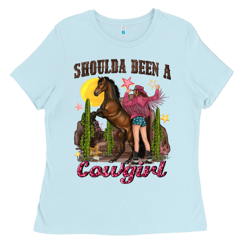 Shoulda Been A Cowgirl Bucking Horse Ladies Tee by texasbilliewilder | Teevron