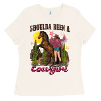 Bone shoulda been a cowgirl bucking horse Ladies Tee - texasbilliewilder
