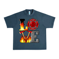 Midnight Navy firefighter love Urban Heavy Tee - Artiststas