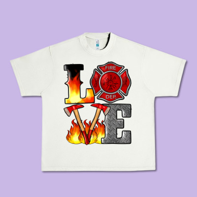 Firefighter Love Urban Heavy Tee Designed By Artiststas
