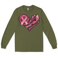 Army Green breast cancer awareness heart Long Sleeve Tee - Jasminsmagicworld
