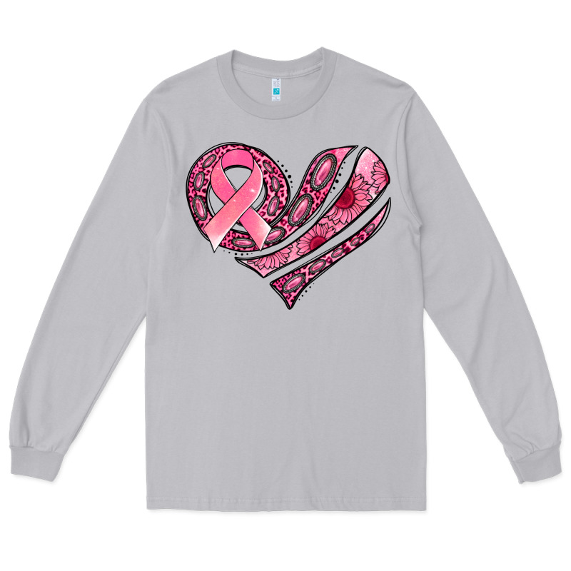 Breast Cancer Awareness Heart Long Sleeve Tee by Jasminsmagicworld | Teevron