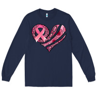 Navy breast cancer awareness heart Long Sleeve Tee - Jasminsmagicworld