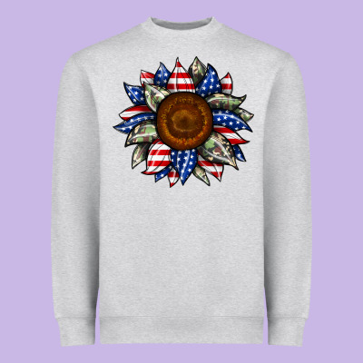 Sunflower American Flag Heavyweight Sweatshirt Designed By Jahusdesignshop