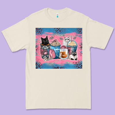 Cat Coffee Cups Premium Tee Designed By Zillion Design Studio