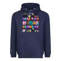 Navy dear tiny human behind me Heavyweight Hoodie - Artiststas