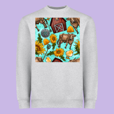 Farm Seamless Pattern Heavyweight Sweatshirt Designed By Bundleandbundleshop