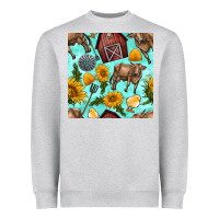 Heather Grey farm seamless pattern Heavyweight Sweatshirt - BundleAndBundleShop