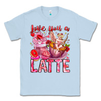 Dusty Blue Love You Latte Valentine Cupid Classic Tee - CowhideDigitalArt