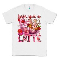 White Love You Latte Valentine Cupid Classic Tee - CowhideDigitalArt