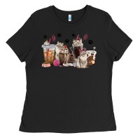 Black siberian cat coffee cups Ladies Tee - texasbilliewilder