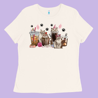 Ladies Tee siberian cat coffee cups