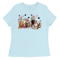 Baby Blue siberian cat coffee cups Ladies Tee - texasbilliewilder