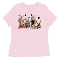 Bubblegum Pink siberian cat coffee cups Ladies Tee - texasbilliewilder