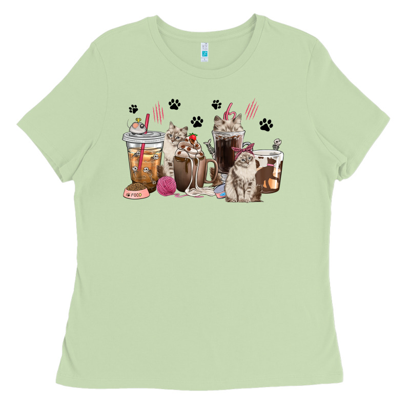 Siberian Cat Coffee Cups Ladies Tee by texasbilliewilder | Teevron