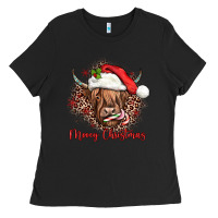 Black mooey christmas cow Ladies Tee - JahusDesignShop