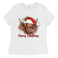 White mooey christmas cow Ladies Tee - JahusDesignShop