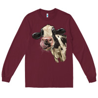 Burgundy Cute Holstein Heifer Long Sleeve Tee - LillyAllenDesigns