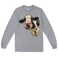 Heather Grey Cute Holstein Heifer Long Sleeve Tee - LillyAllenDesigns