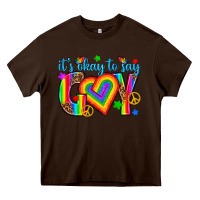 Chocolate Brown its okay to say gay Heavy Core Tee - texasbilliewilder