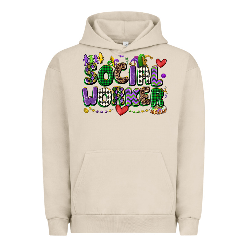 Social Worker Mardi Gras Cowgirl Urban Hoodie by CowGirlArtShop | Teevron