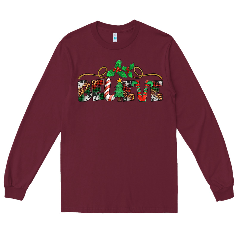 Believe Santa Claus Christmas Long Sleeve Tee by Jasminsmagicworld | Teevron