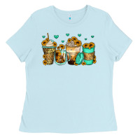 Baby Blue sunflowers coffee cups Ladies Tee - Zillion Design Studio