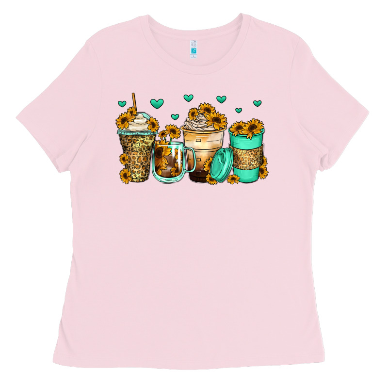 Sunflowers Coffee Cups Ladies Tee by Zillion Design Studio | Teevron