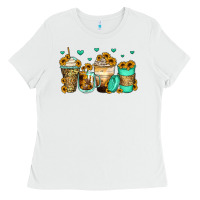 White sunflowers coffee cups Ladies Tee - Zillion Design Studio
