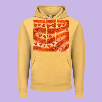Orange Glitter Heart Vintage Hoodie Designed By Jahusdesignshop