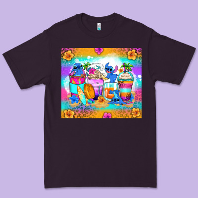 Stitch Summer Coffee Cups Premium Tee Designed By Zillion Design Studio