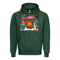 Sports Green merry christmas with camper van Zipper Hoodie - NancyCooperArtShop