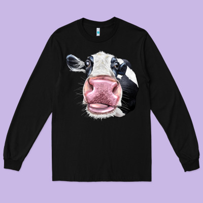 Cute Holstein Face Long Sleeve Tee Designed By Lillyallendesigns