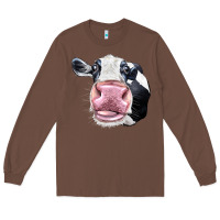 Chestnut Cute Holstein Face Long Sleeve Tee - LillyAllenDesigns