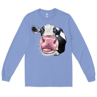 Colony Blue Cute Holstein Face Long Sleeve Tee - LillyAllenDesigns