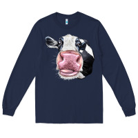 Navy Cute Holstein Face Long Sleeve Tee - LillyAllenDesigns