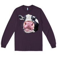 Plum Cute Holstein Face Long Sleeve Tee - LillyAllenDesigns