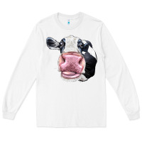 White Cute Holstein Face Long Sleeve Tee - LillyAllenDesigns