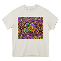 Cream mardi gras fleur de lis hearts leopard glitter Heavy Core Tee - Artiststas