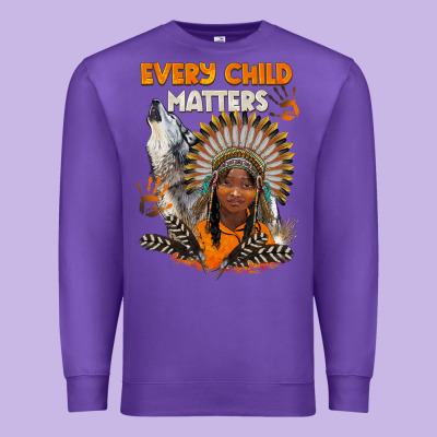 Every Child Matters Child And Wolf Premium Sweatshirt Designed By Barkaloodesign