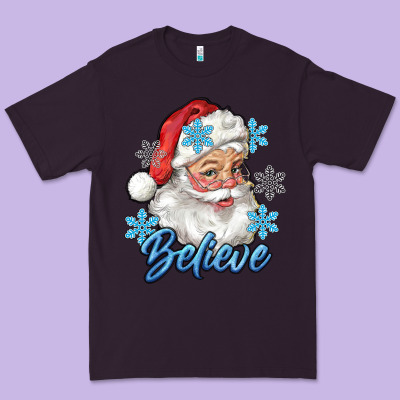 Santa Blue Believe Premium Tee Designed By Ranaportraitstore