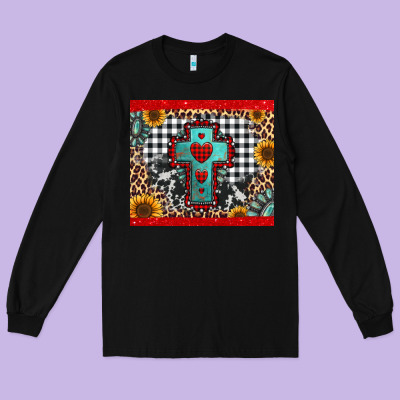 Christmas Cross Long Sleeve Tee Designed By Jasminsmagicworld