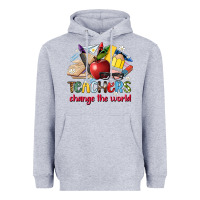 Heather Grey teachers change the world Heavyweight Hoodie - Artiststas