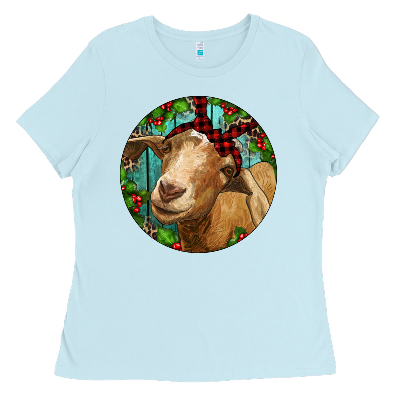 Farm Goat Christmas Ladies Tee by RanaPortraitStore | Teevron