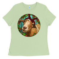 Matcha Farm Goat Christmas Ladies Tee - RanaPortraitStore